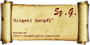 Szigeti Gergő névjegykártya